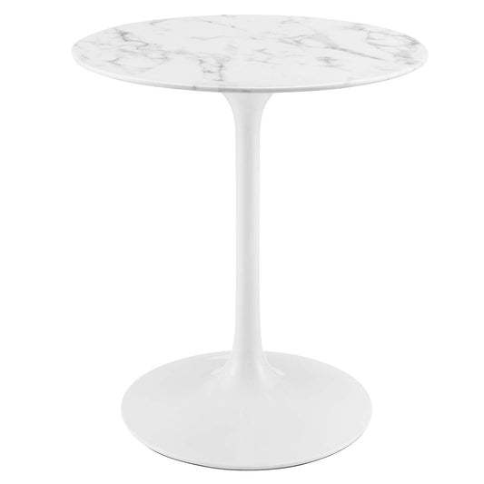 Lippa 28" Round Artificial Marble Dining Table White EEI-1128-WHI