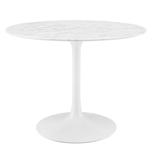 Lippa 40" Round Artificial Marble Dining Table White EEI-1130-WHI