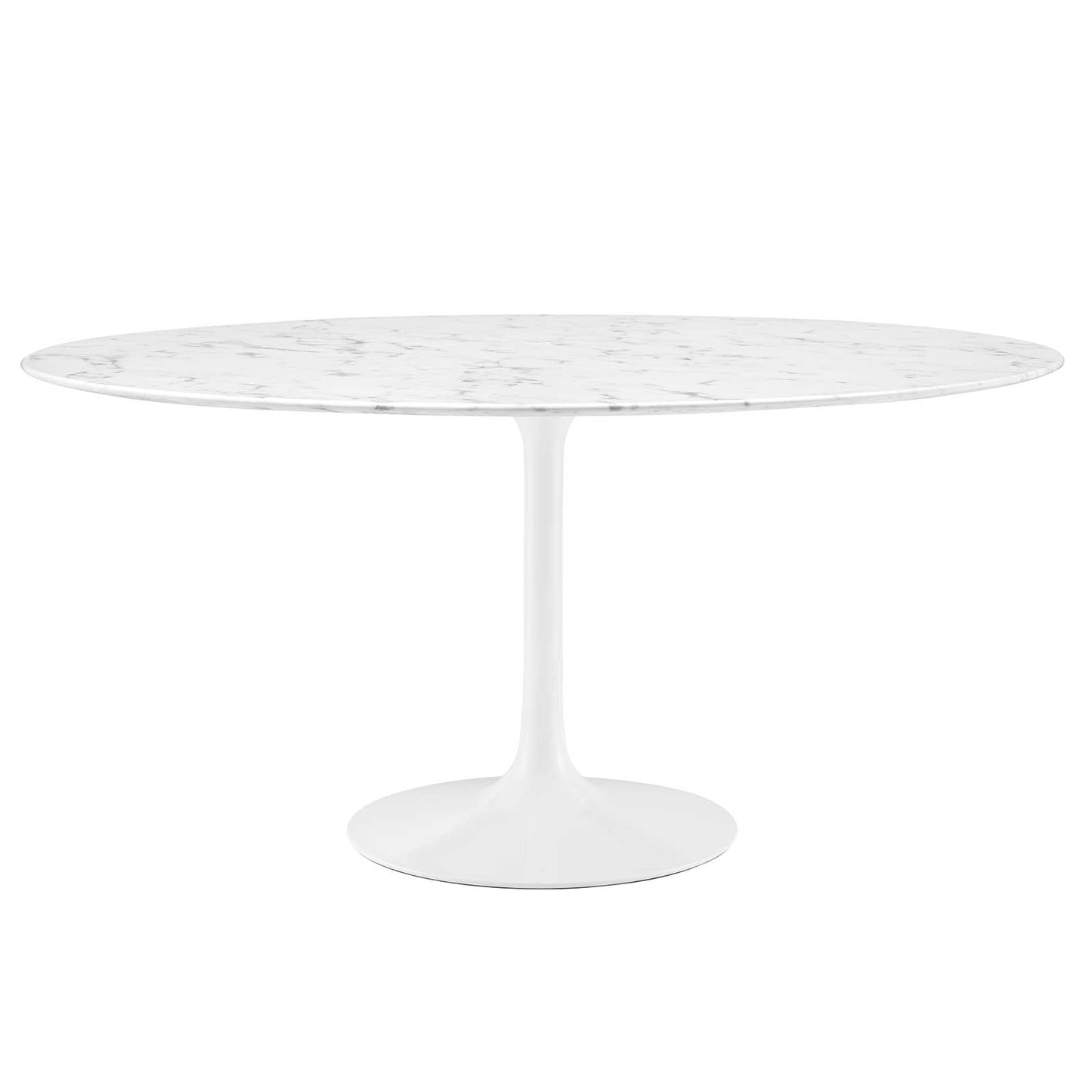 Lippa 60" Round Artificial Marble Dining Table White EEI-1133-WHI