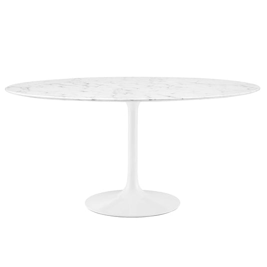 Lippa 60" Round Artificial Marble Dining Table White EEI-1133-WHI