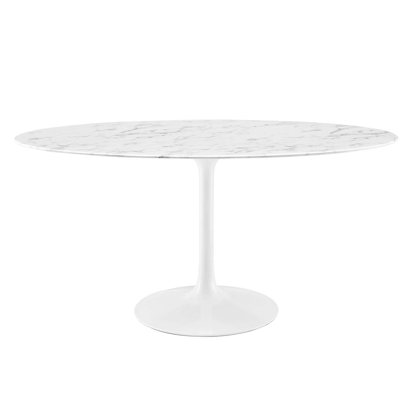 Lippa 60" Oval Artificial Marble Dining Table White EEI-1135-WHI