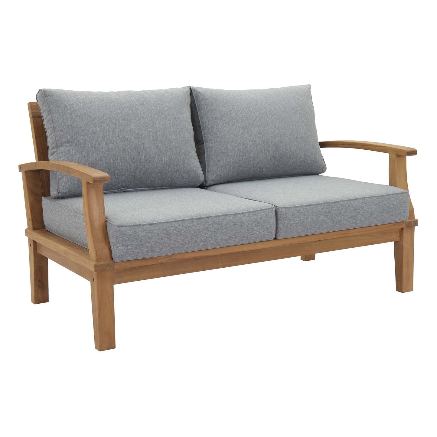 Marina Outdoor Patio Teak Loveseat Natural Gray EEI-1144-NAT-GRY-SET