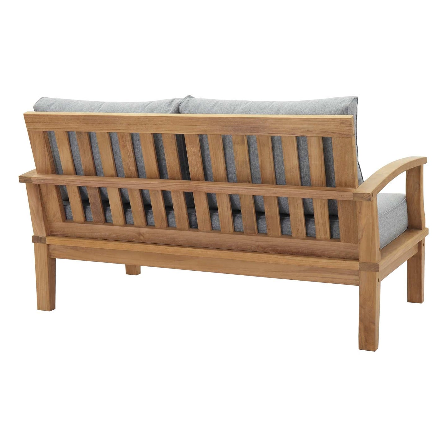 Marina Outdoor Patio Teak Loveseat Natural Gray EEI-1144-NAT-GRY-SET