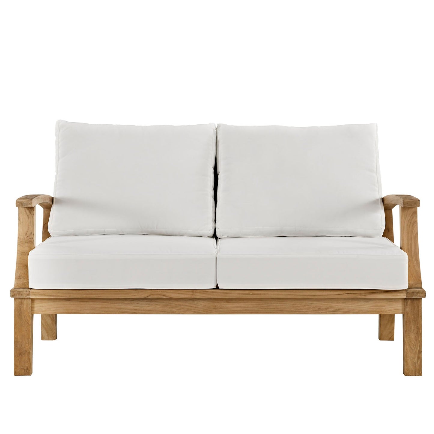 Marina Outdoor Patio Teak Loveseat Natural White EEI-1144-NAT-WHI-SET