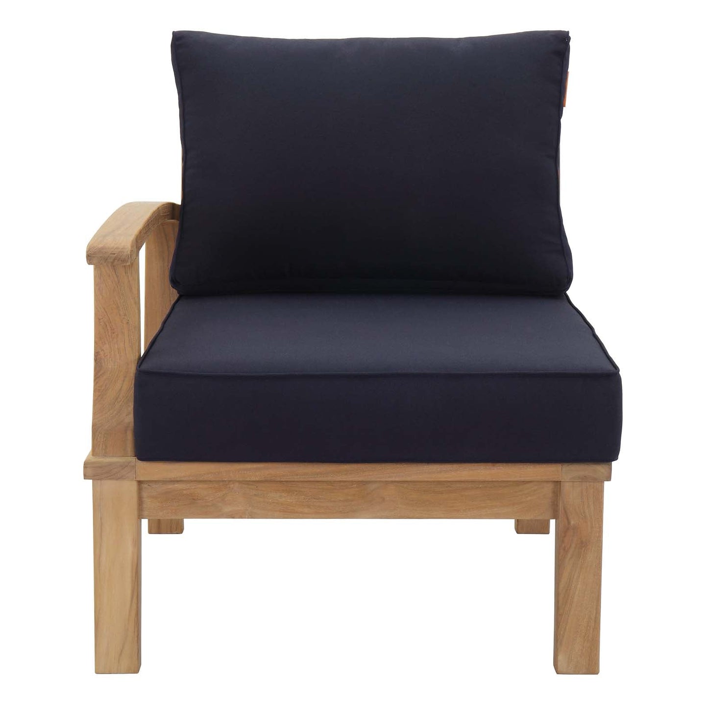 Marina Outdoor Patio Teak Left-Facing Sofa Natural Navy EEI-1148-NAT-NAV-SET