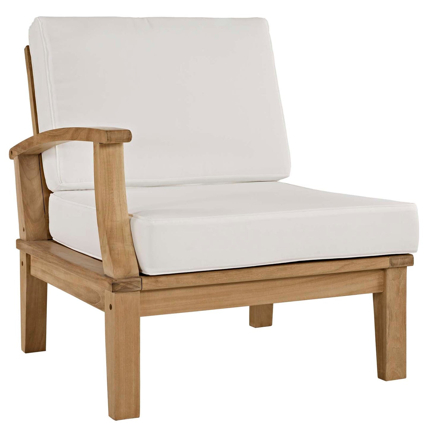 Marina Outdoor Patio Teak Left-Facing Sofa Natural White EEI-1148-NAT-WHI-SET