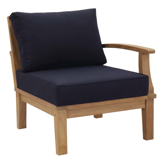 Marina Outdoor Patio Teak Right-Facing Sofa Natural Navy EEI-1149-NAT-NAV-SET