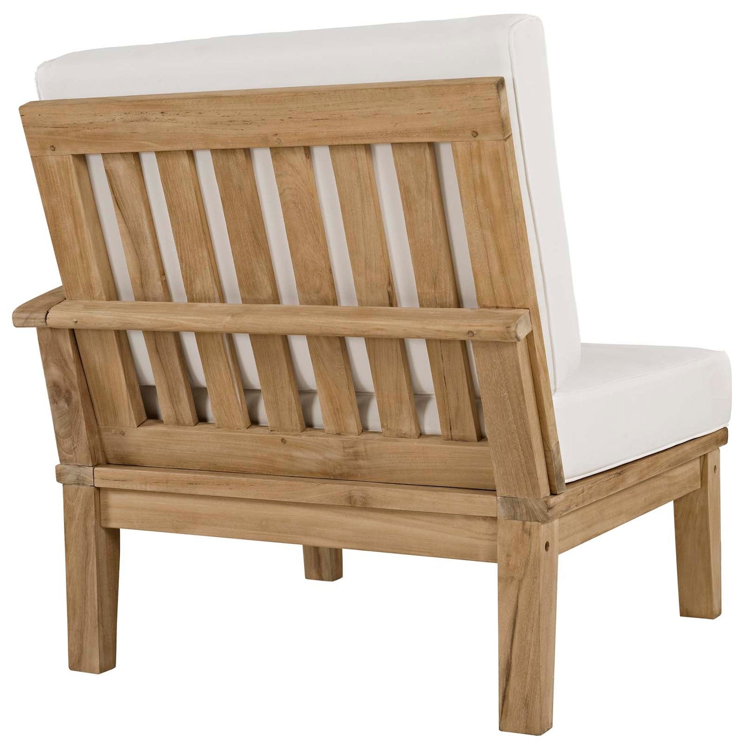 Marina Outdoor Patio Teak Right-Facing Sofa Natural White EEI-1149-NAT-WHI-SET