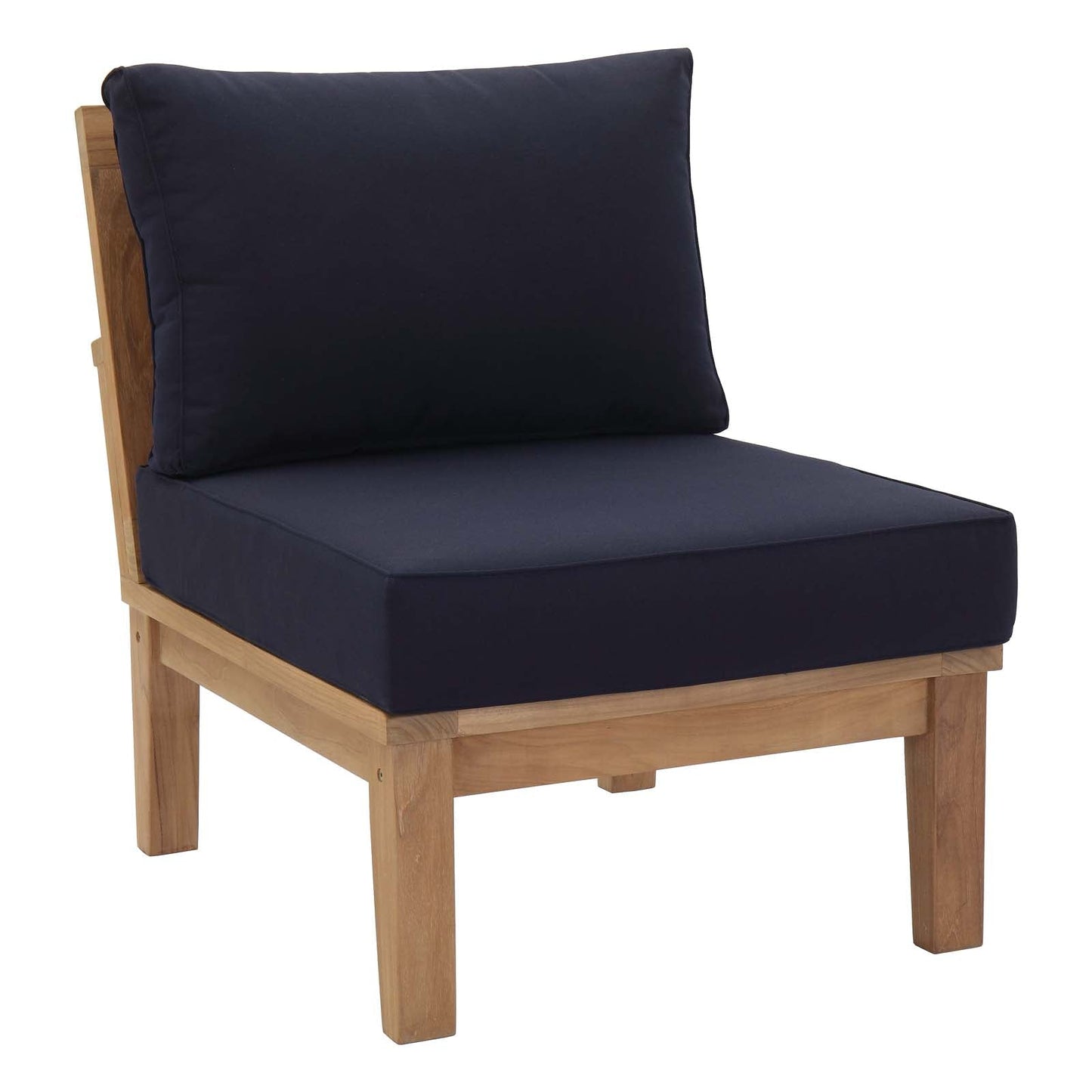 Marina Armless Outdoor Patio Teak Sofa Natural Navy EEI-1150-NAT-NAV-SET