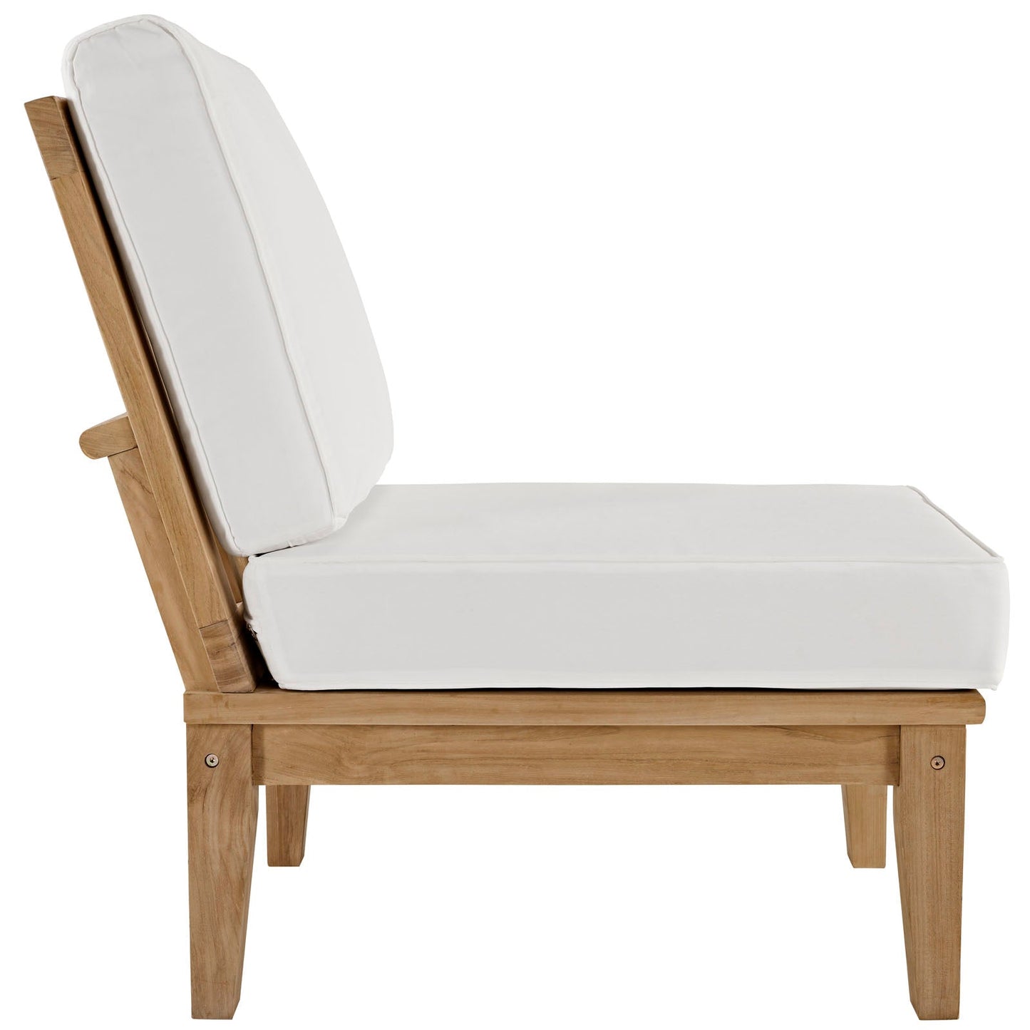 Marina Armless Outdoor Patio Teak Sofa Natural White EEI-1150-NAT-WHI-SET