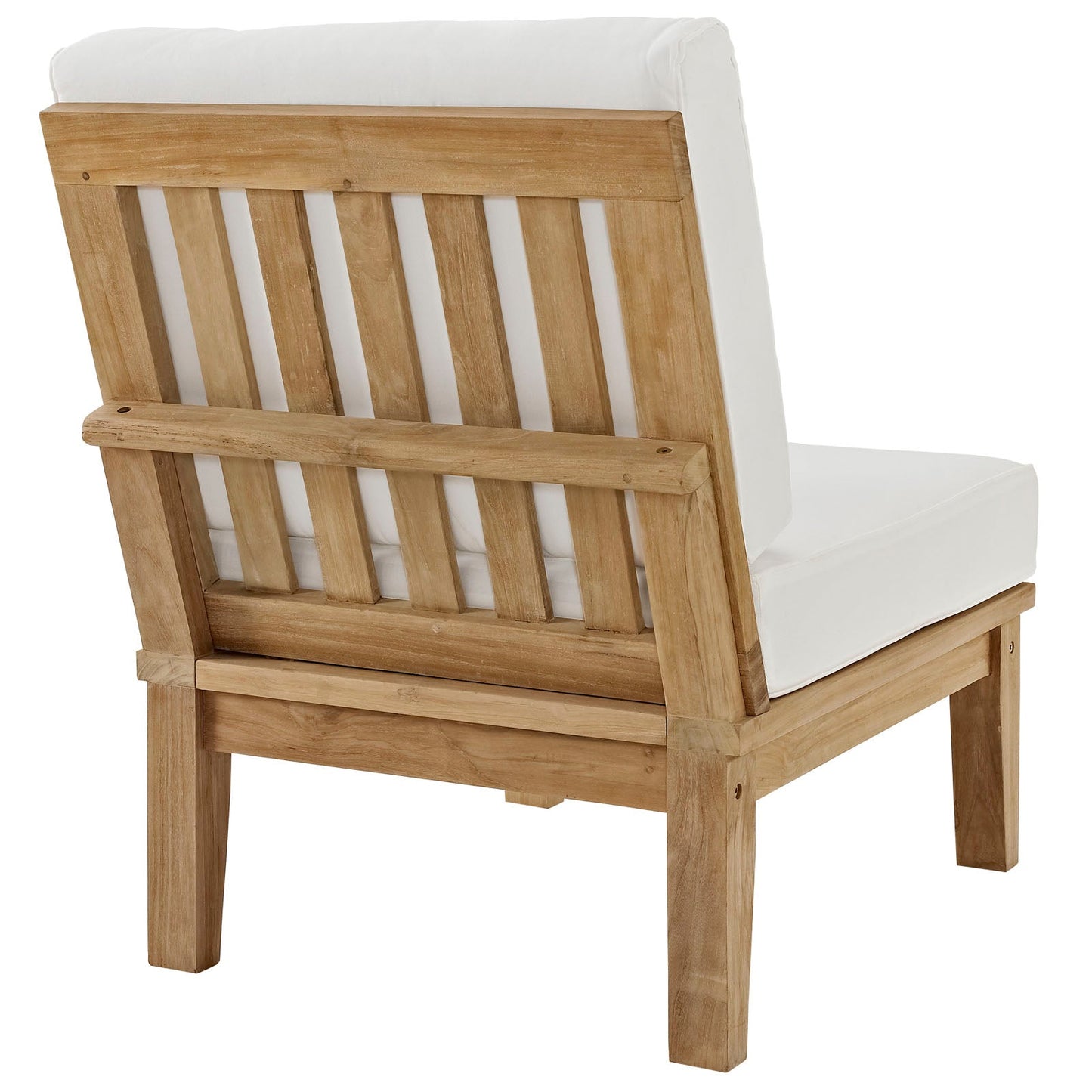 Marina Armless Outdoor Patio Teak Sofa Natural White EEI-1150-NAT-WHI-SET