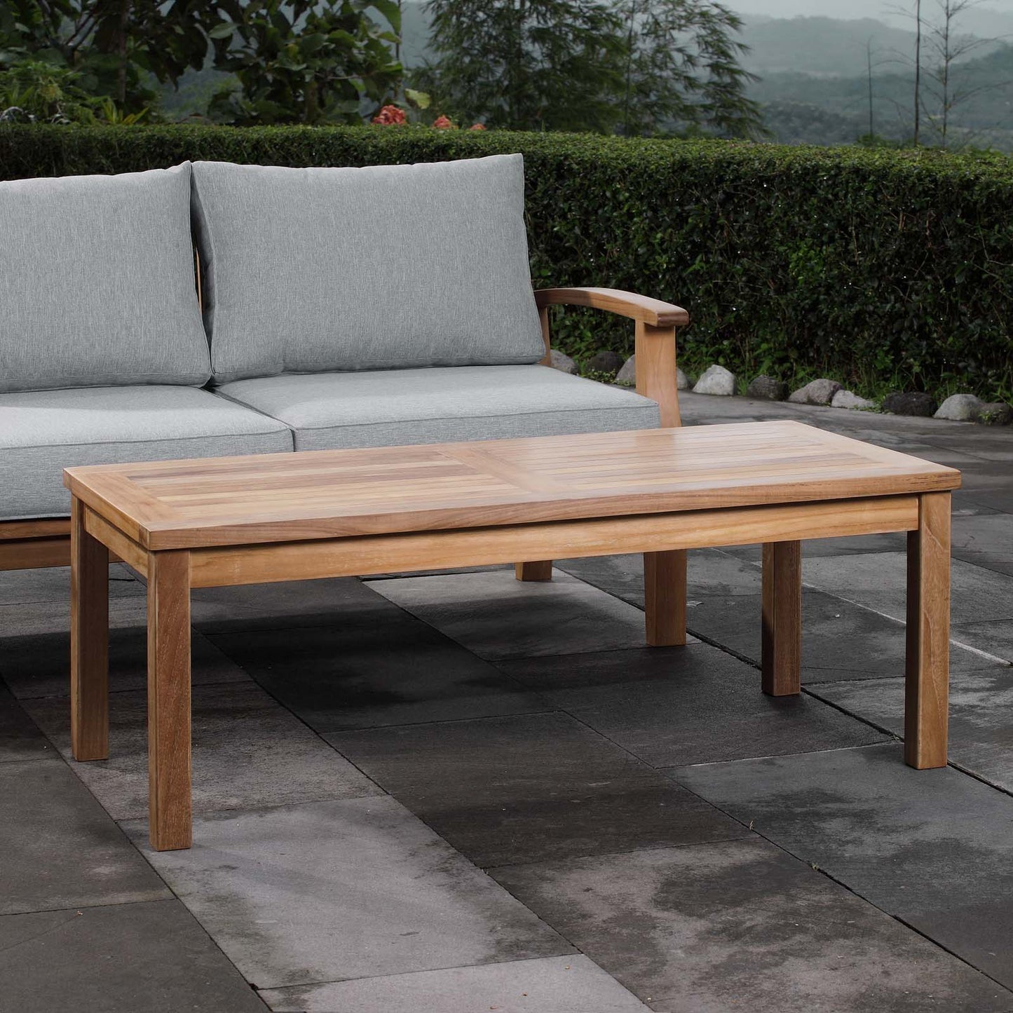 Marina Outdoor Patio Teak Rectangle Coffee Table Natural EEI-1154-NAT