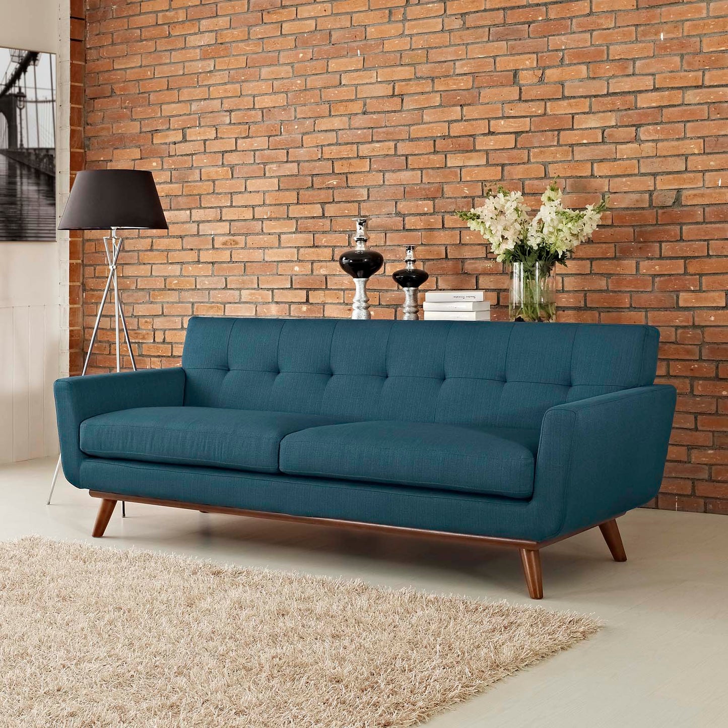 Engage Upholstered Fabric Sofa Azure EEI-1180-AZU