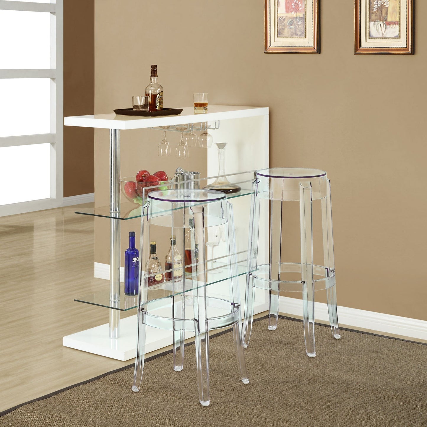 Casper Bar Stool Set of 2 Clear EEI-1264-CLR