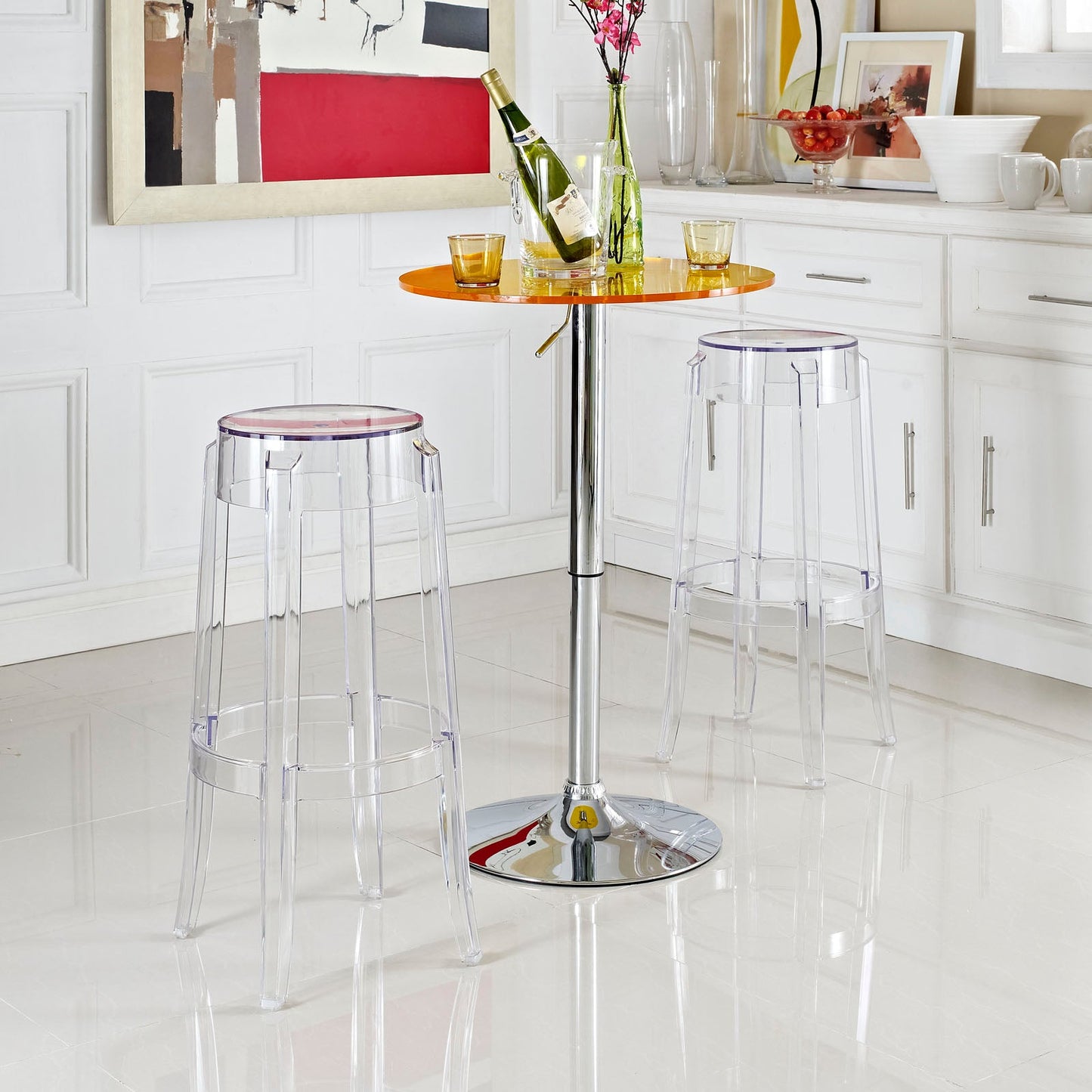 Casper Bar Stool Set of 2 Clear EEI-1264-CLR