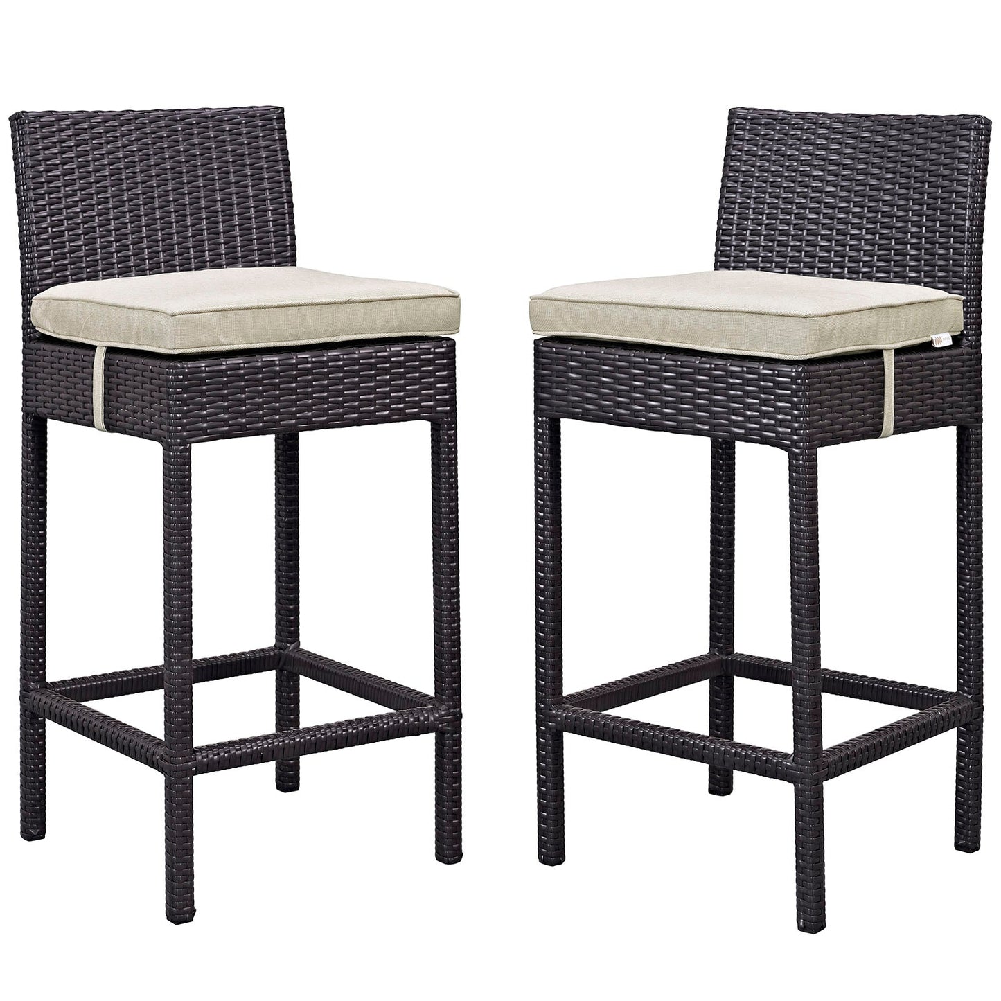 Lift Bar Stool Outdoor Patio Set of 2 Espresso Beige EEI-1281-EXP-BEI