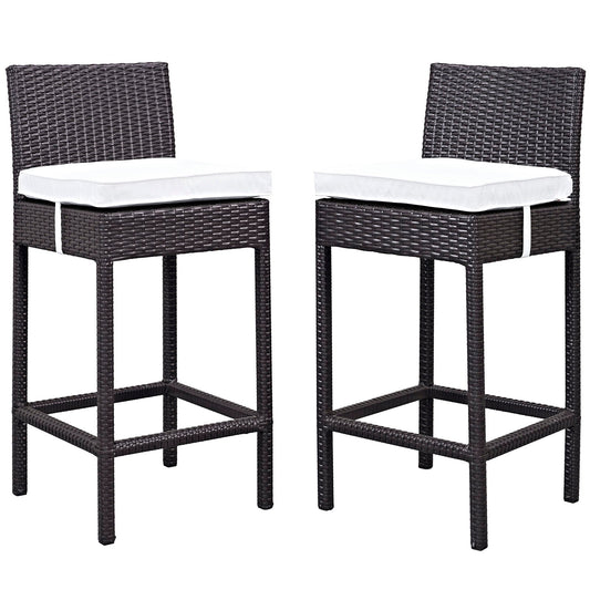 Lift Bar Stool Outdoor Patio Set of 2 Espresso White EEI-1281-EXP-WHI