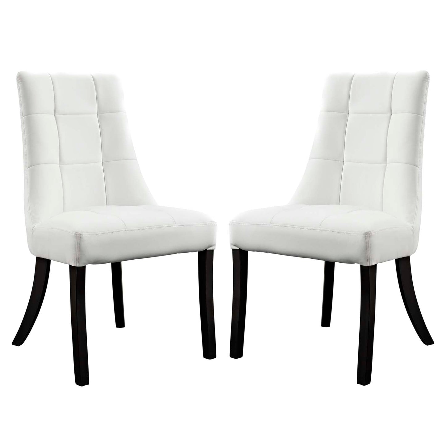 Noblesse Dining Chair Vinyl Set of 2 White EEI-1298-WHI