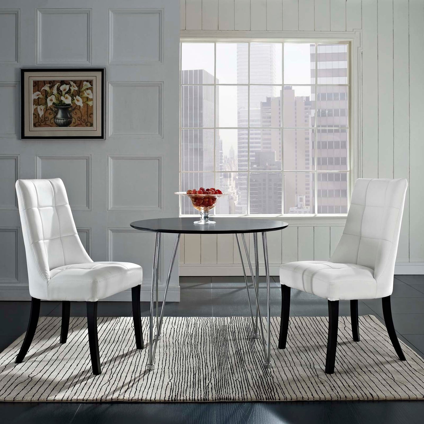 Noblesse Dining Chair Vinyl Set of 2 White EEI-1298-WHI