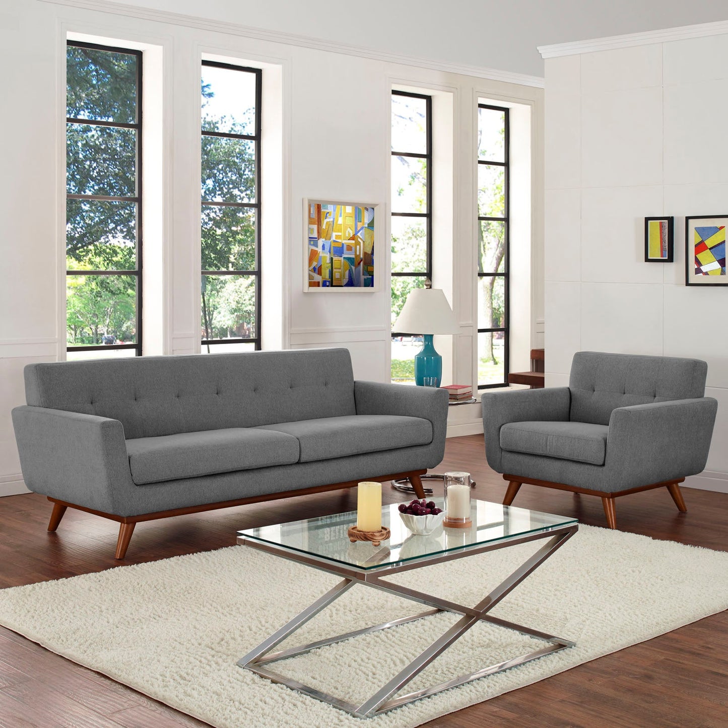 Engage Armchair and Sofa Set of 2 Expectation Gray EEI-1344-GRY