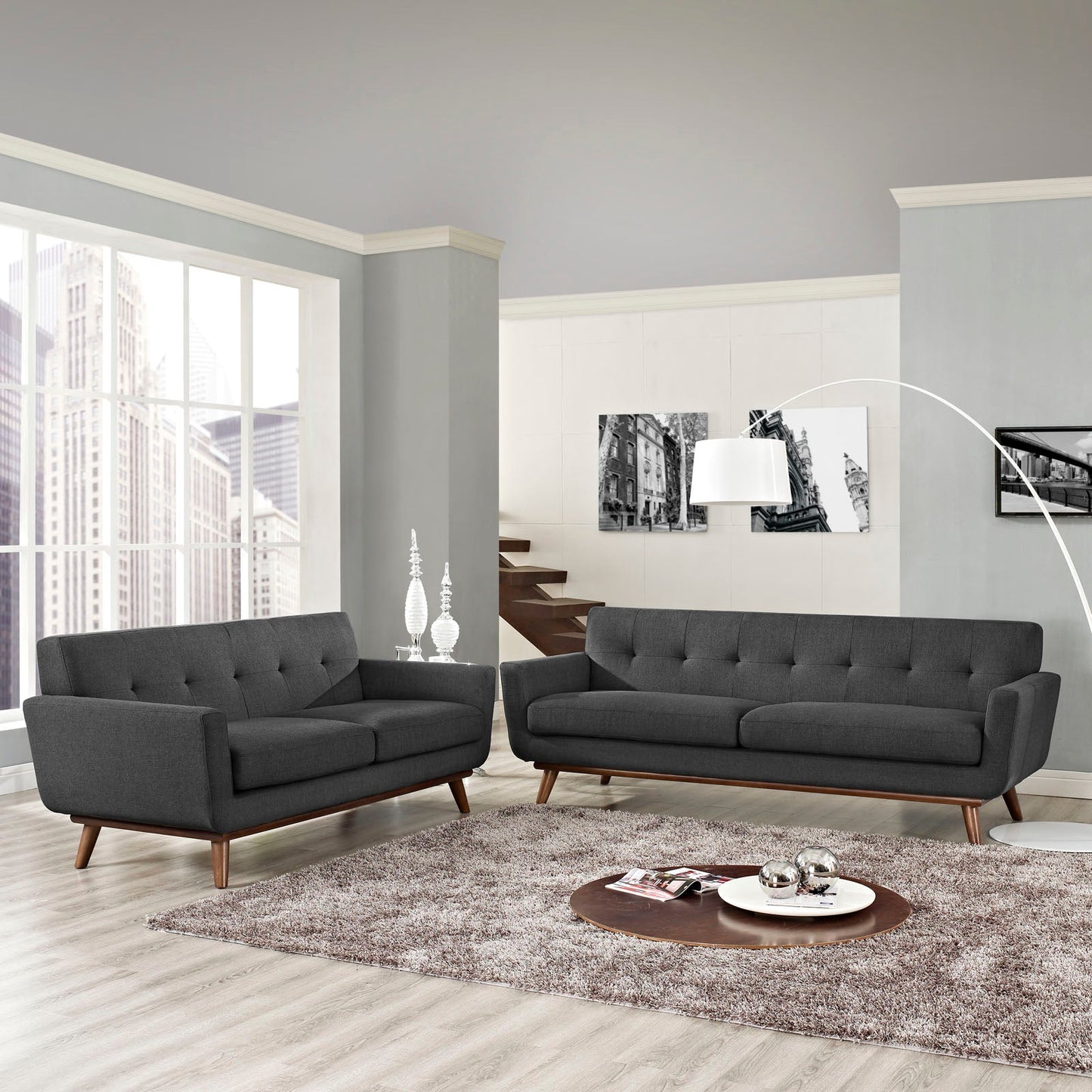 Engage Loveseat and Sofa Set of 2 Gray EEI-1348-DOR