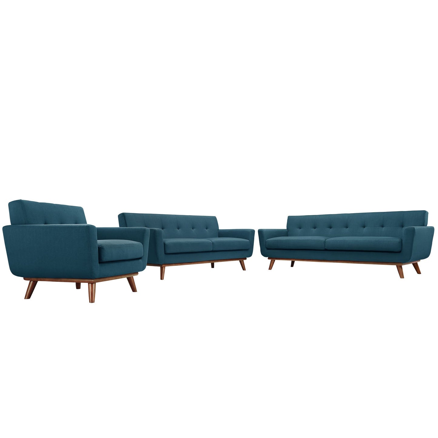 Engage Sofa Loveseat and Armchair Set of 3 Azure EEI-1349-AZU