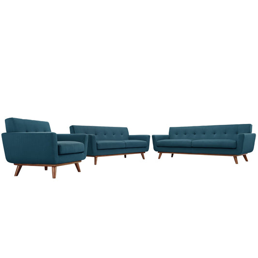 Engage Sofa Loveseat and Armchair Set of 3 Azure EEI-1349-AZU