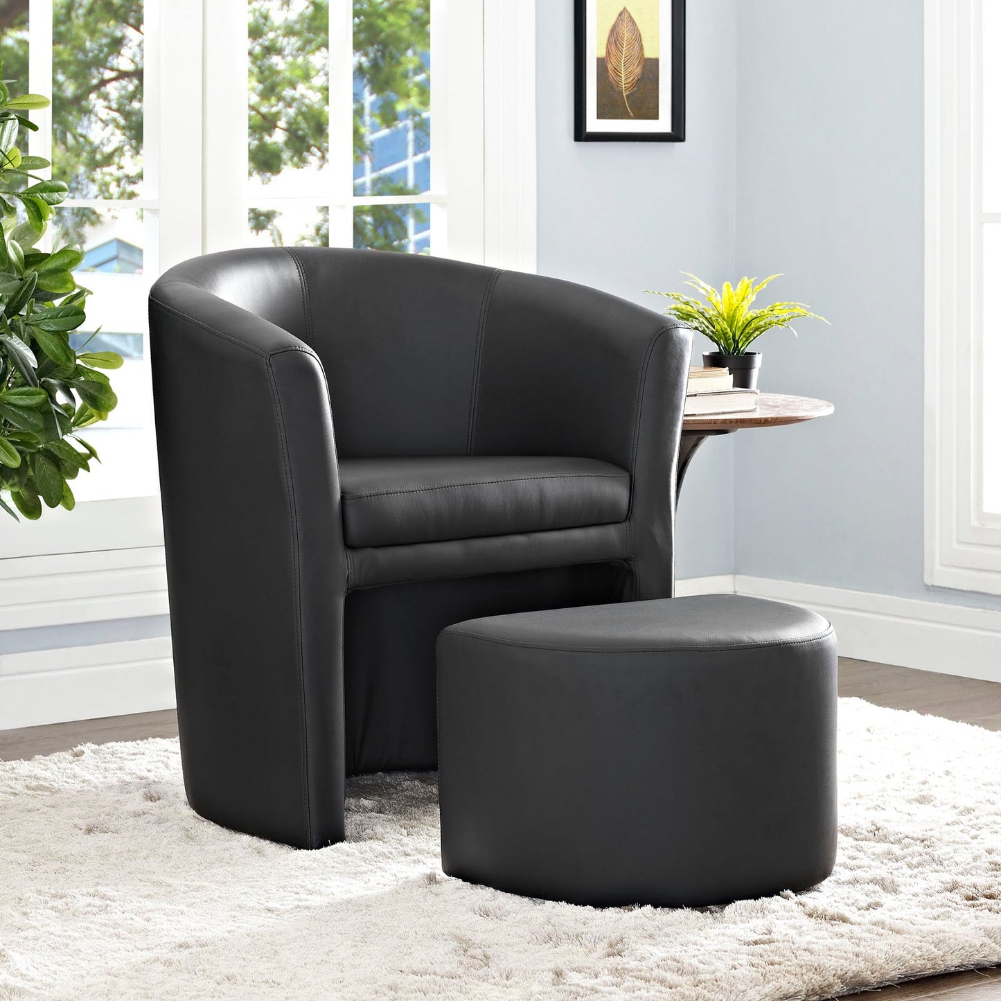 Divulge Armchair and Ottoman Black EEI-1407-BLK