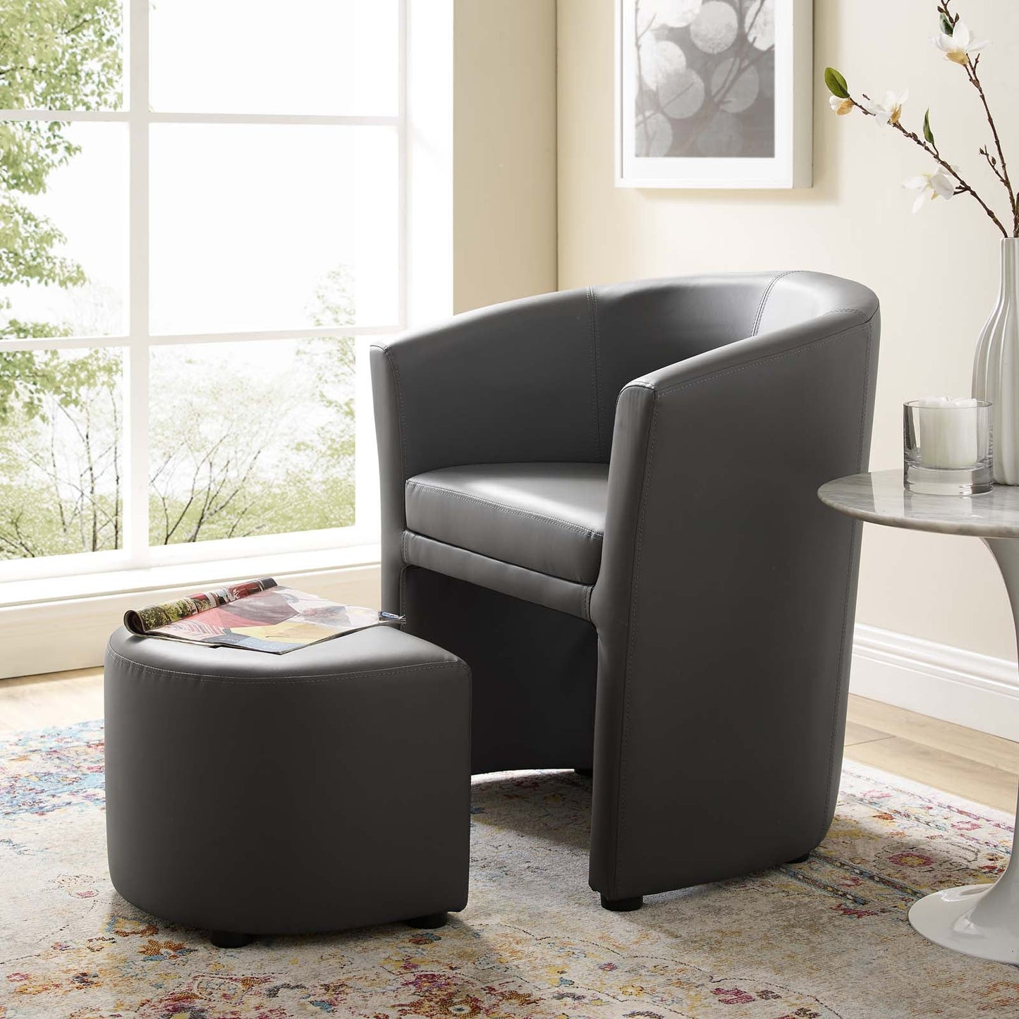 Divulge Armchair and Ottoman Gray EEI-1407-GRY