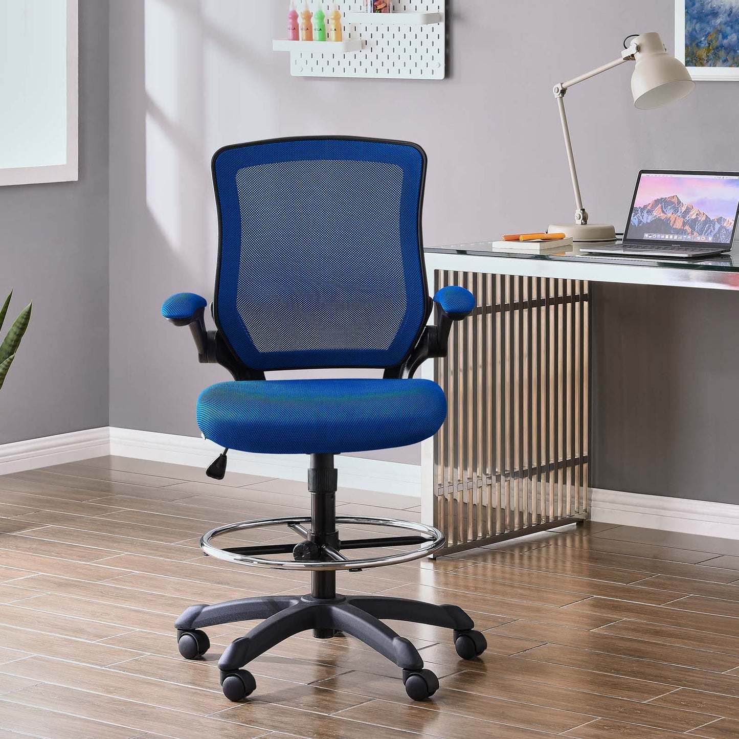 Veer Drafting Chair Blue EEI-1423-BLU