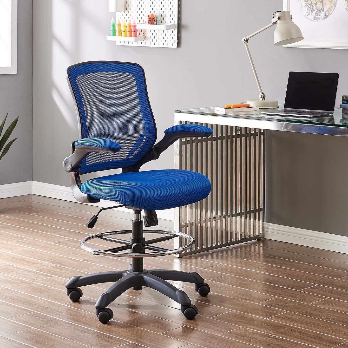 Veer Drafting Chair Blue EEI-1423-BLU