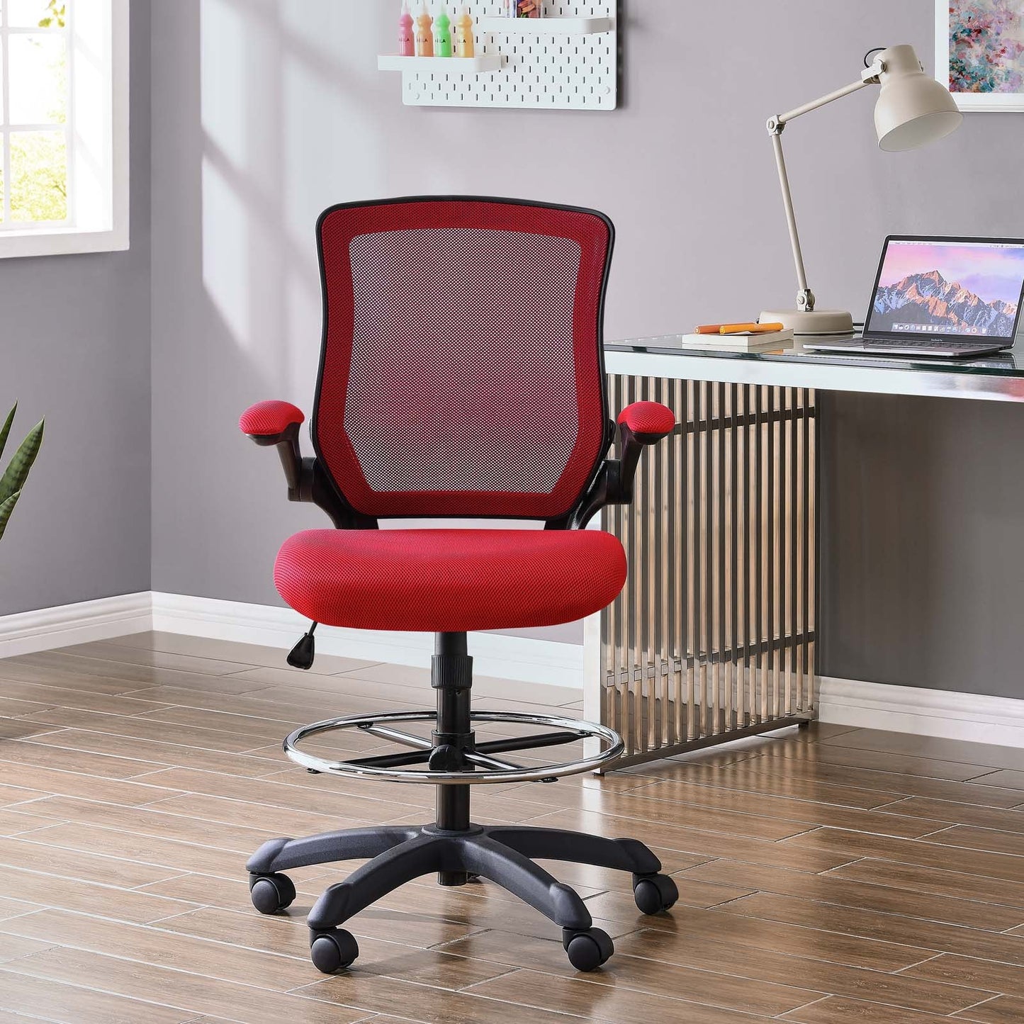 Veer Drafting Chair Red EEI-1423-RED