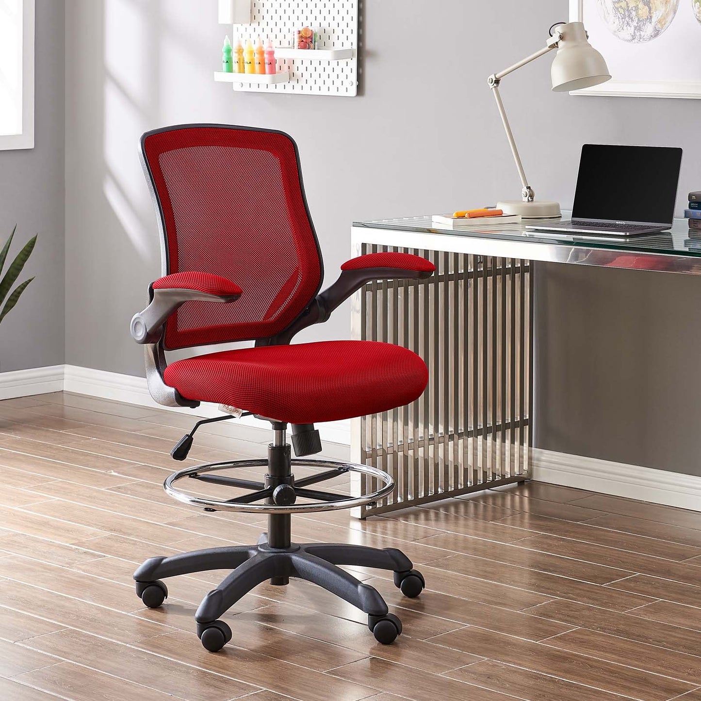 Veer Drafting Chair Red EEI-1423-RED