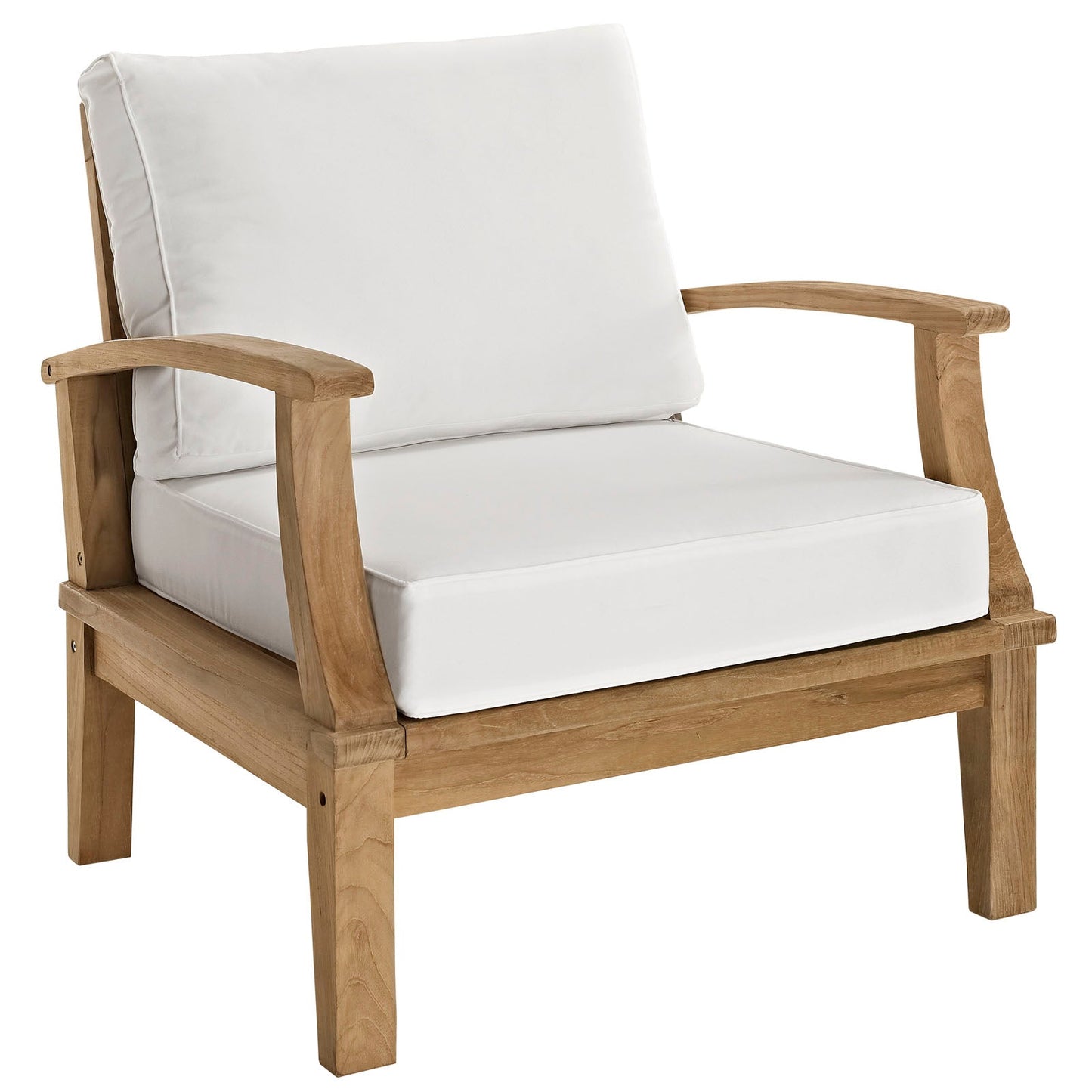 Marina 4 Piece Outdoor Patio Teak Set Natural White EEI-1469-NAT-WHI-SET