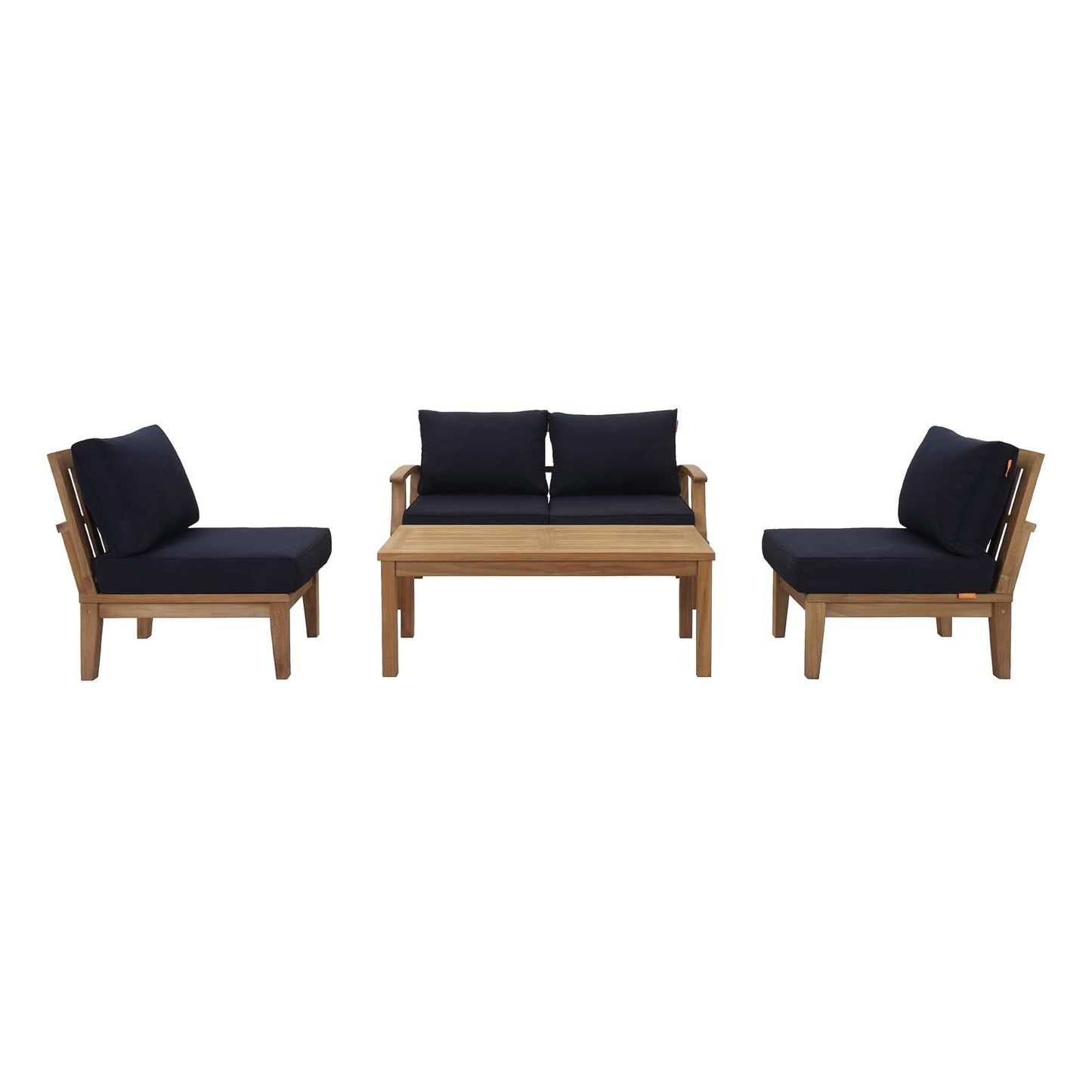 Marina 5 Piece Outdoor Patio Teak Set Natural Navy EEI-1477-NAT-NAV-SET