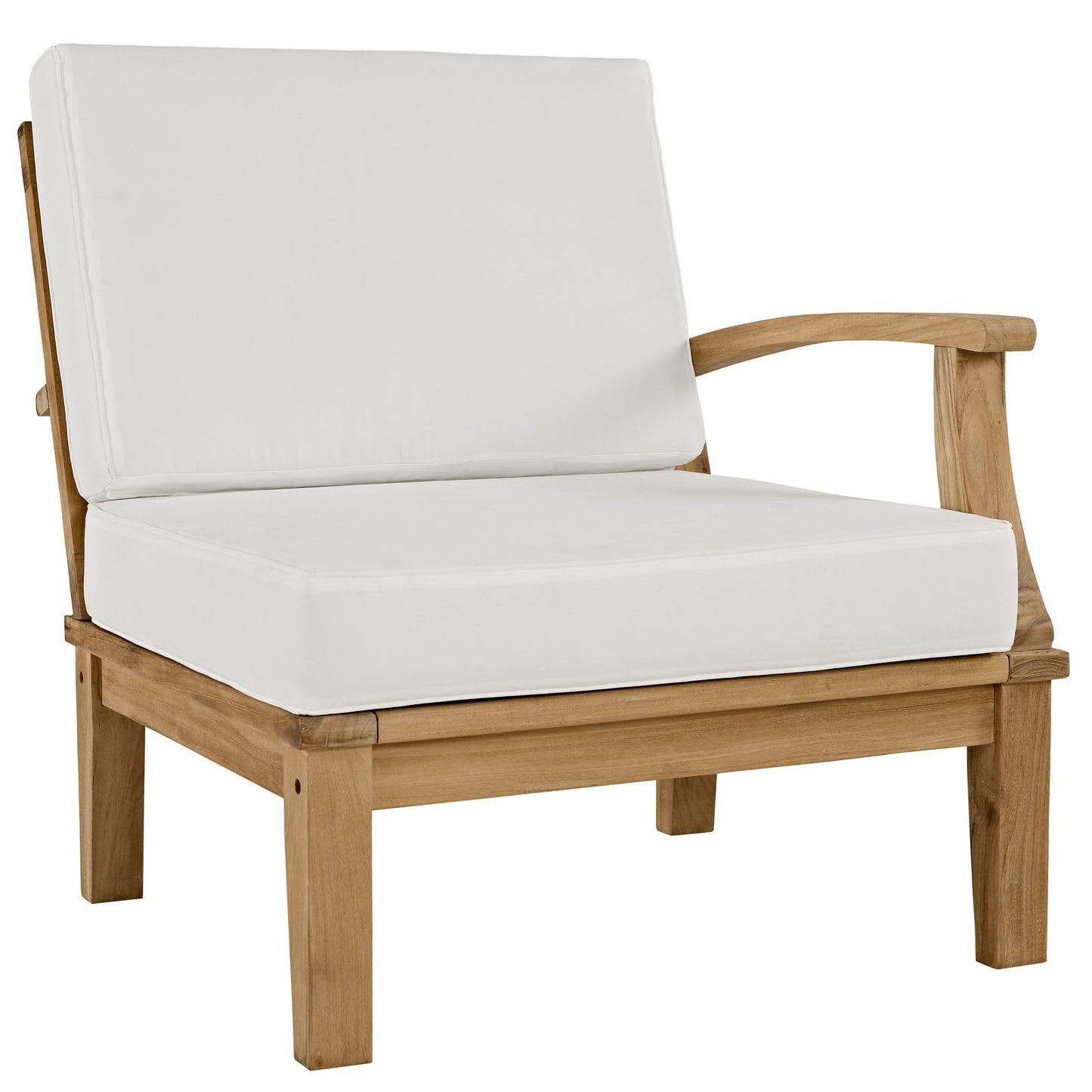 Marina 5 Piece Outdoor Patio Teak Set Natural White EEI-1477-NAT-WHI-SET