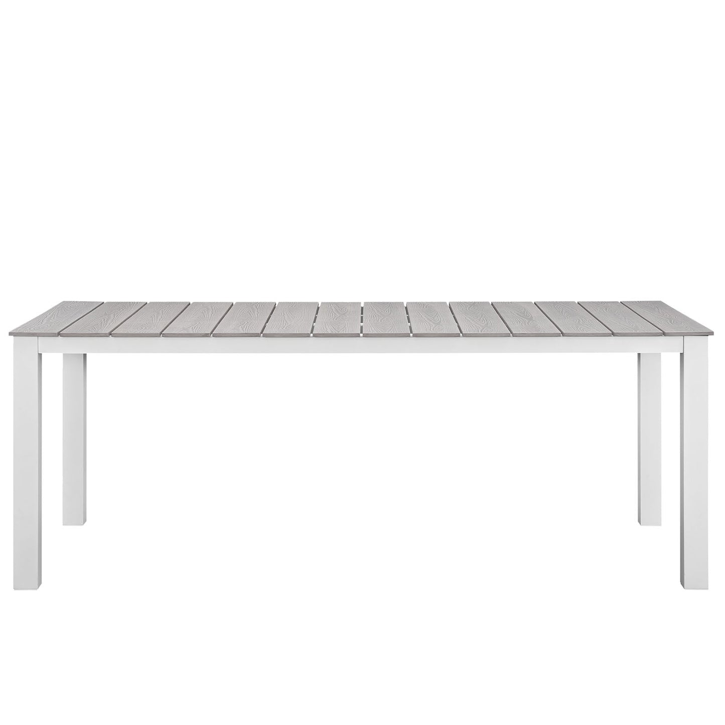 Maine 80" Outdoor Patio Dining Table White Light Gray EEI-1509-WHI-LGR