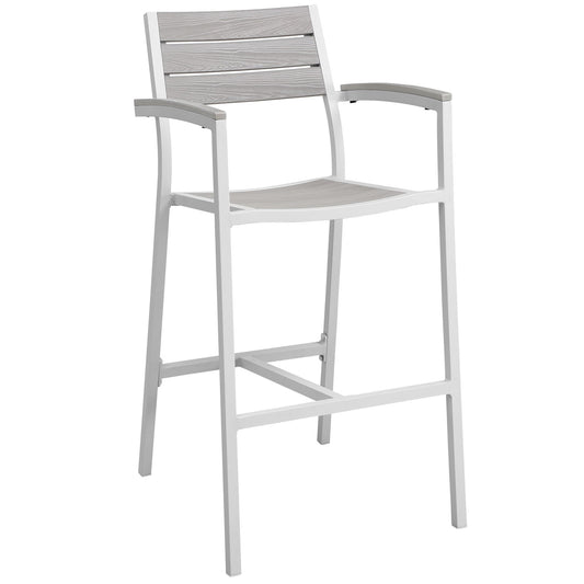 Maine Outdoor Patio Bar Stool White Light Gray EEI-1510-WHI-LGR