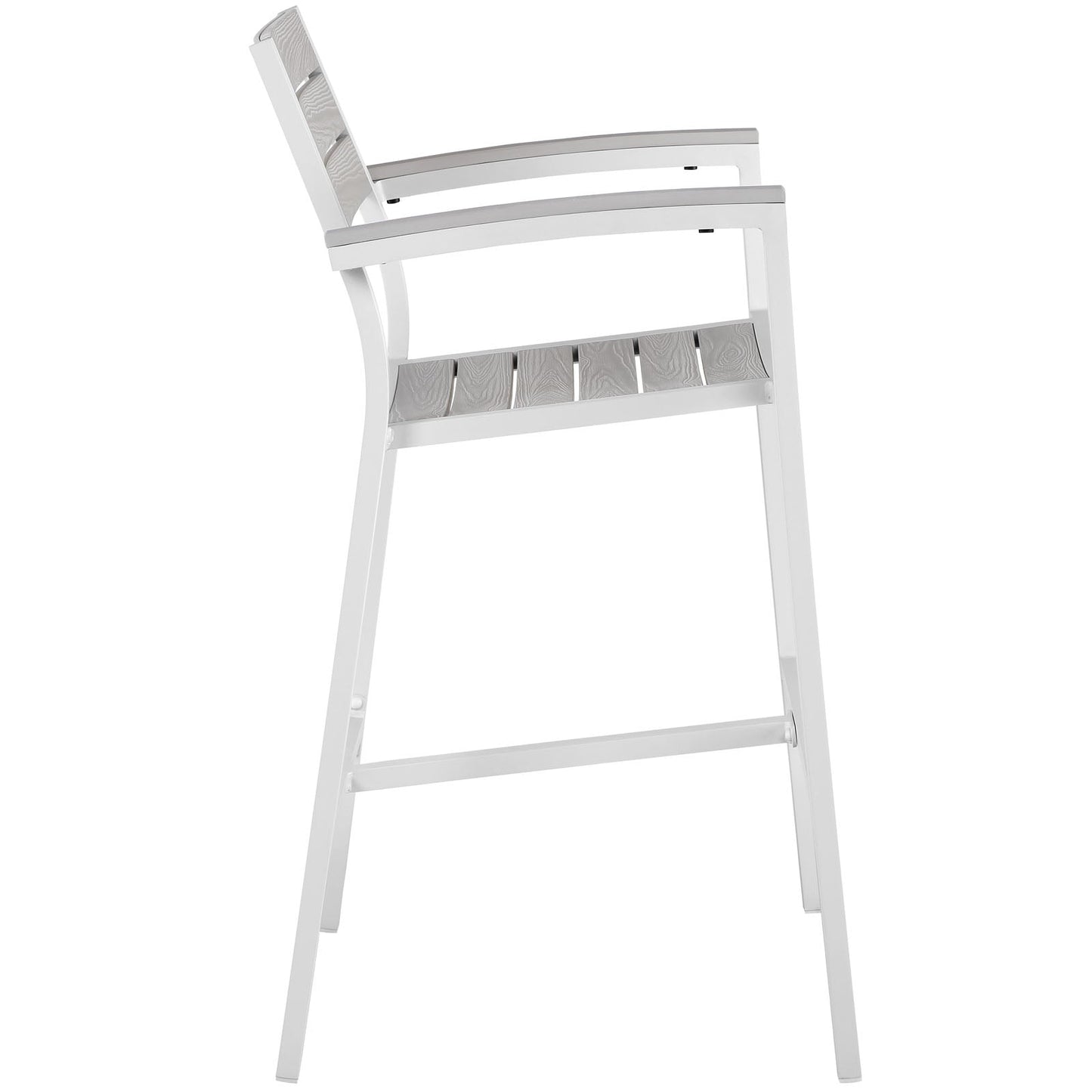 Maine Outdoor Patio Bar Stool White Light Gray EEI-1510-WHI-LGR