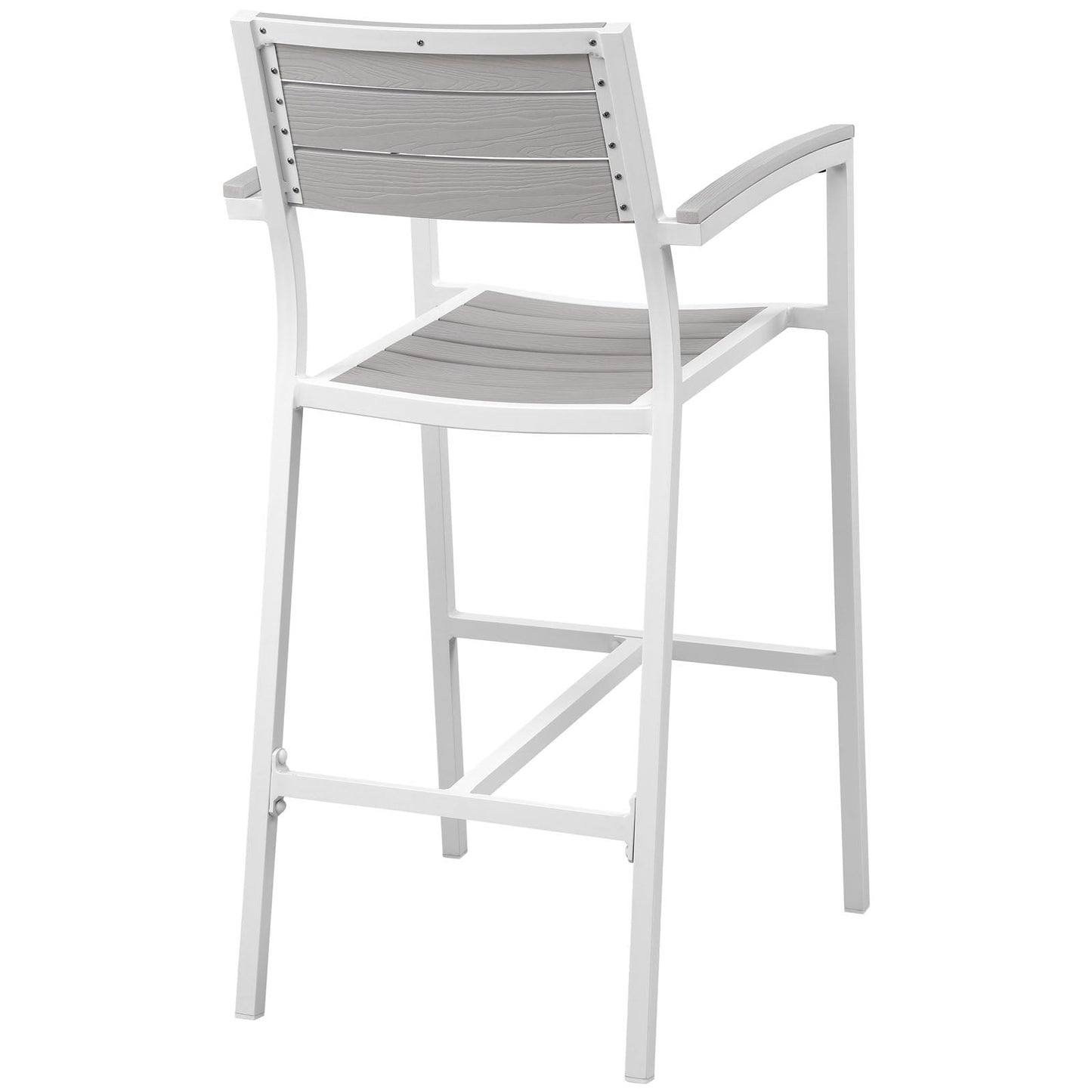 Maine Outdoor Patio Bar Stool White Light Gray EEI-1510-WHI-LGR