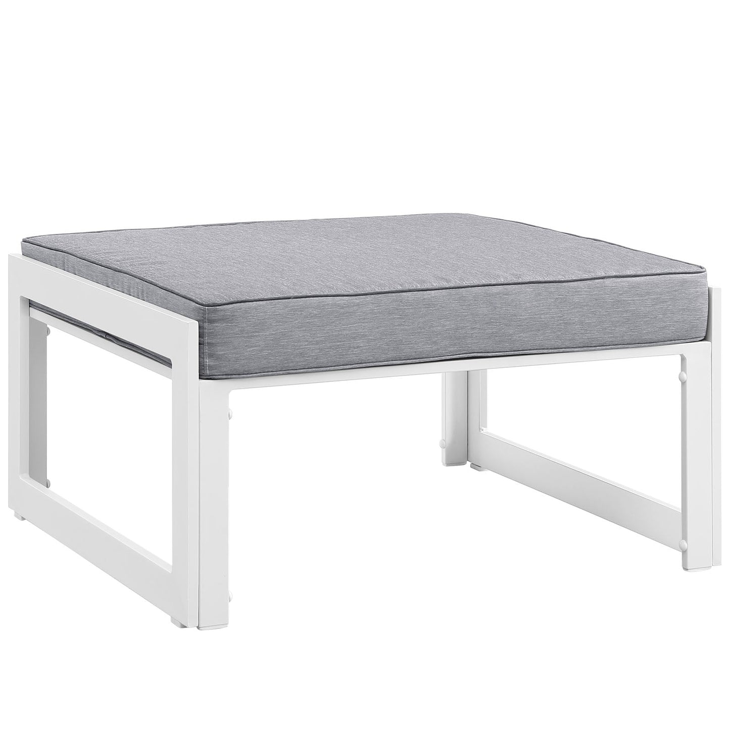 Fortuna Outdoor Patio Ottoman White Gray EEI-1521-WHI-GRY