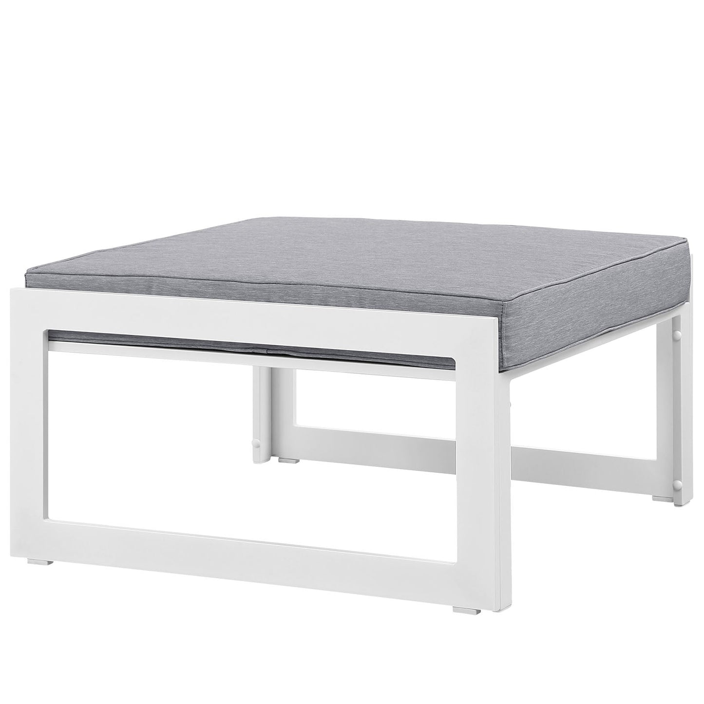 Fortuna Outdoor Patio Ottoman White Gray EEI-1521-WHI-GRY