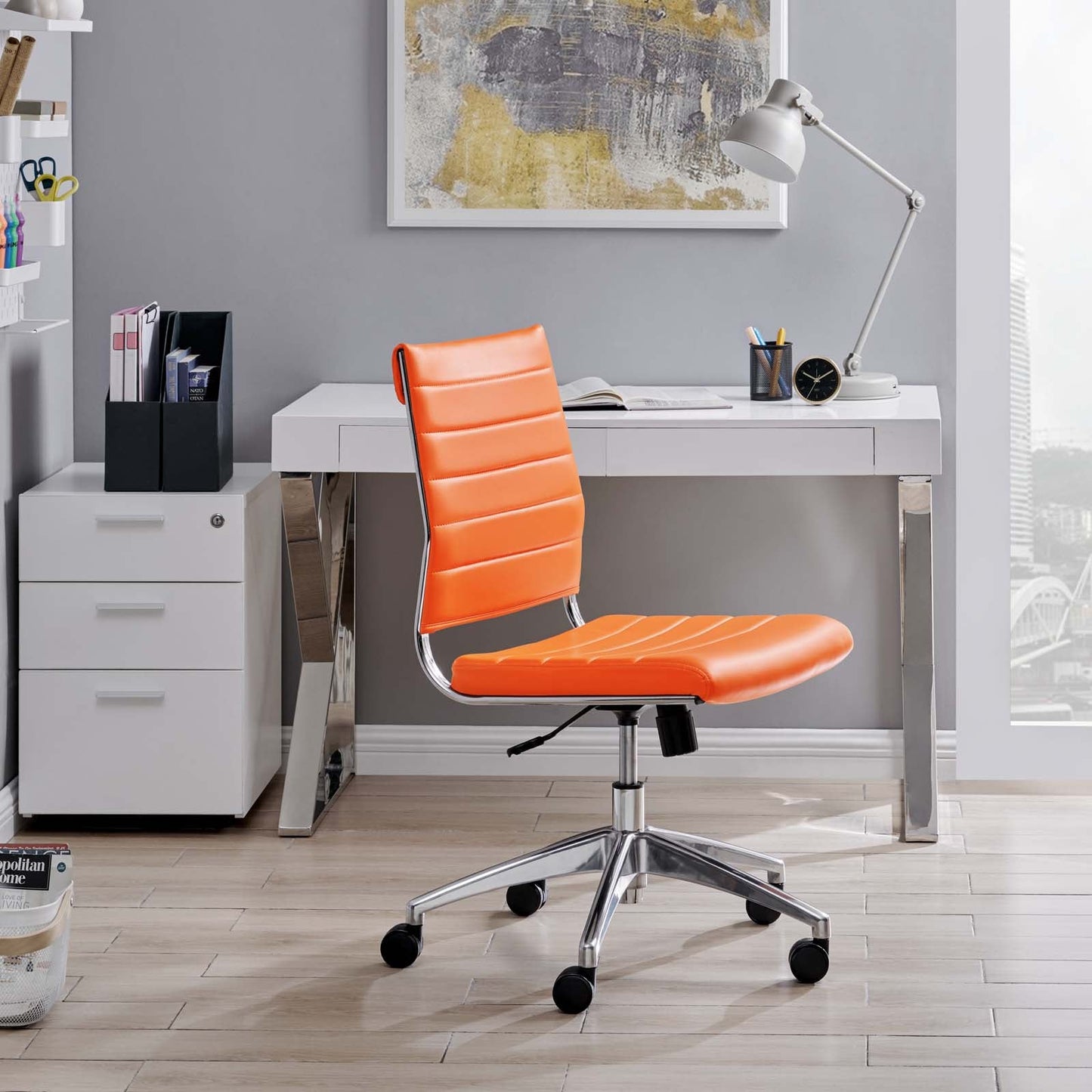 Jive Armless Mid Back Office Chair Orange EEI-1525-ORA