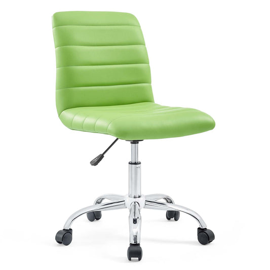 Ripple Armless Mid Back Vinyl Office Chair Bright Green EEI-1532-BGR