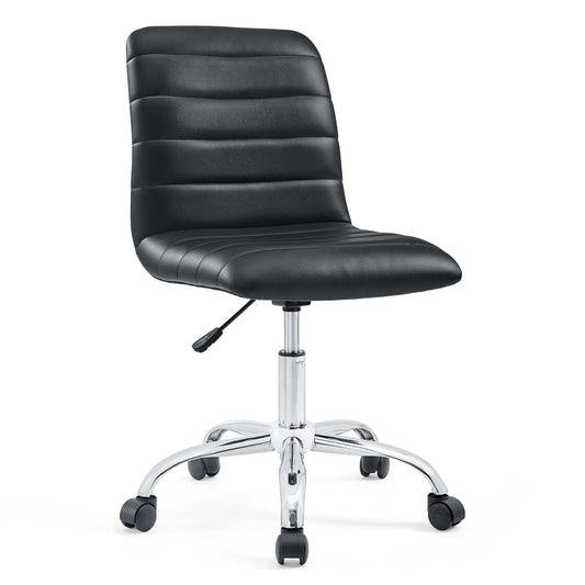 Ripple Armless Mid Back Vinyl Office Chair Black EEI-1532-BLK