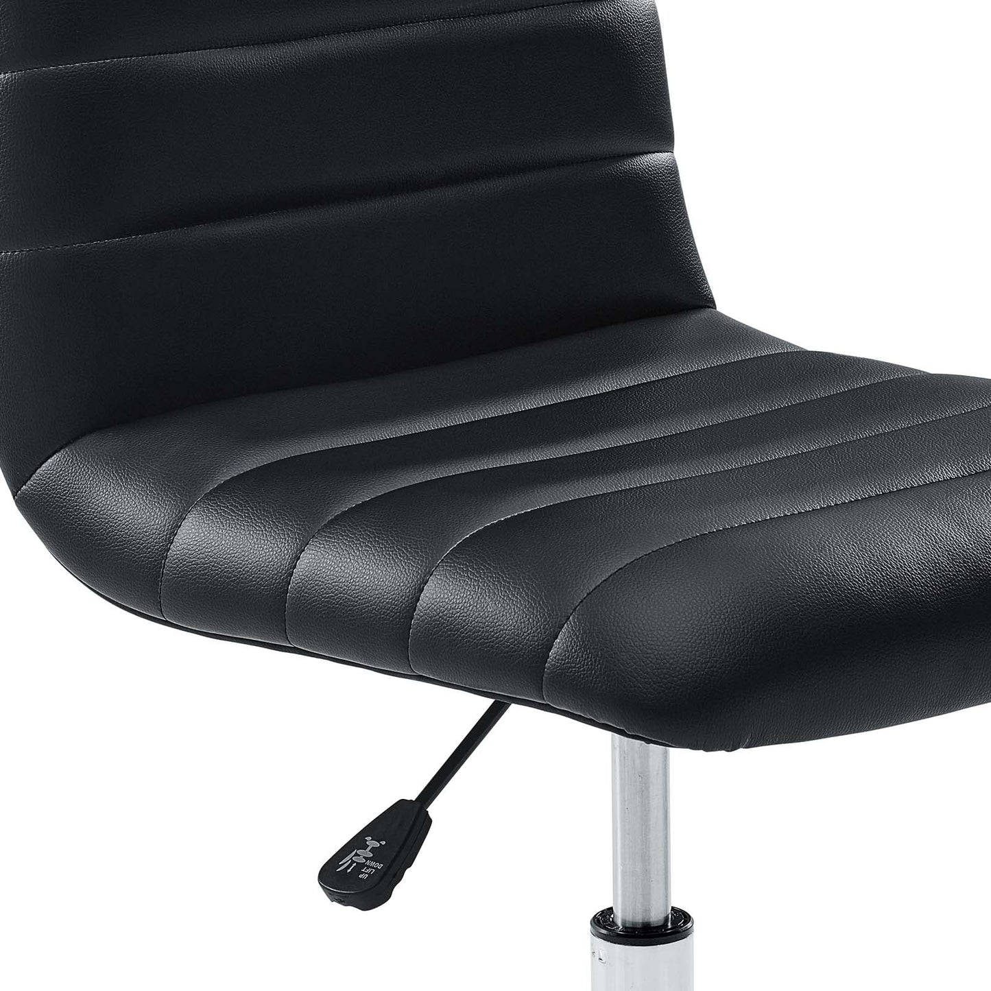 Ripple Armless Mid Back Vinyl Office Chair Black EEI-1532-BLK