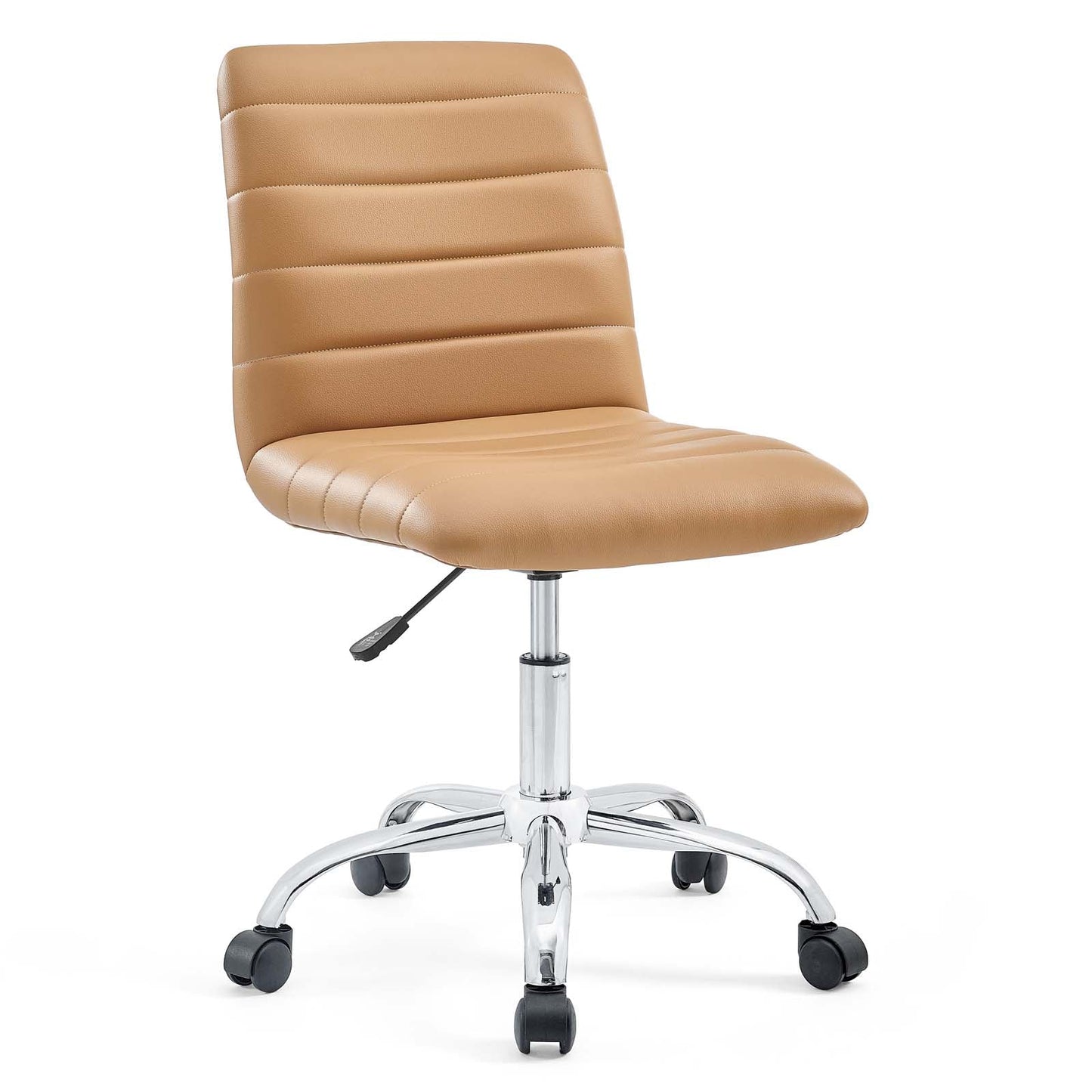 Ripple Armless Mid Back Vinyl Office Chair Tan EEI-1532-TAN