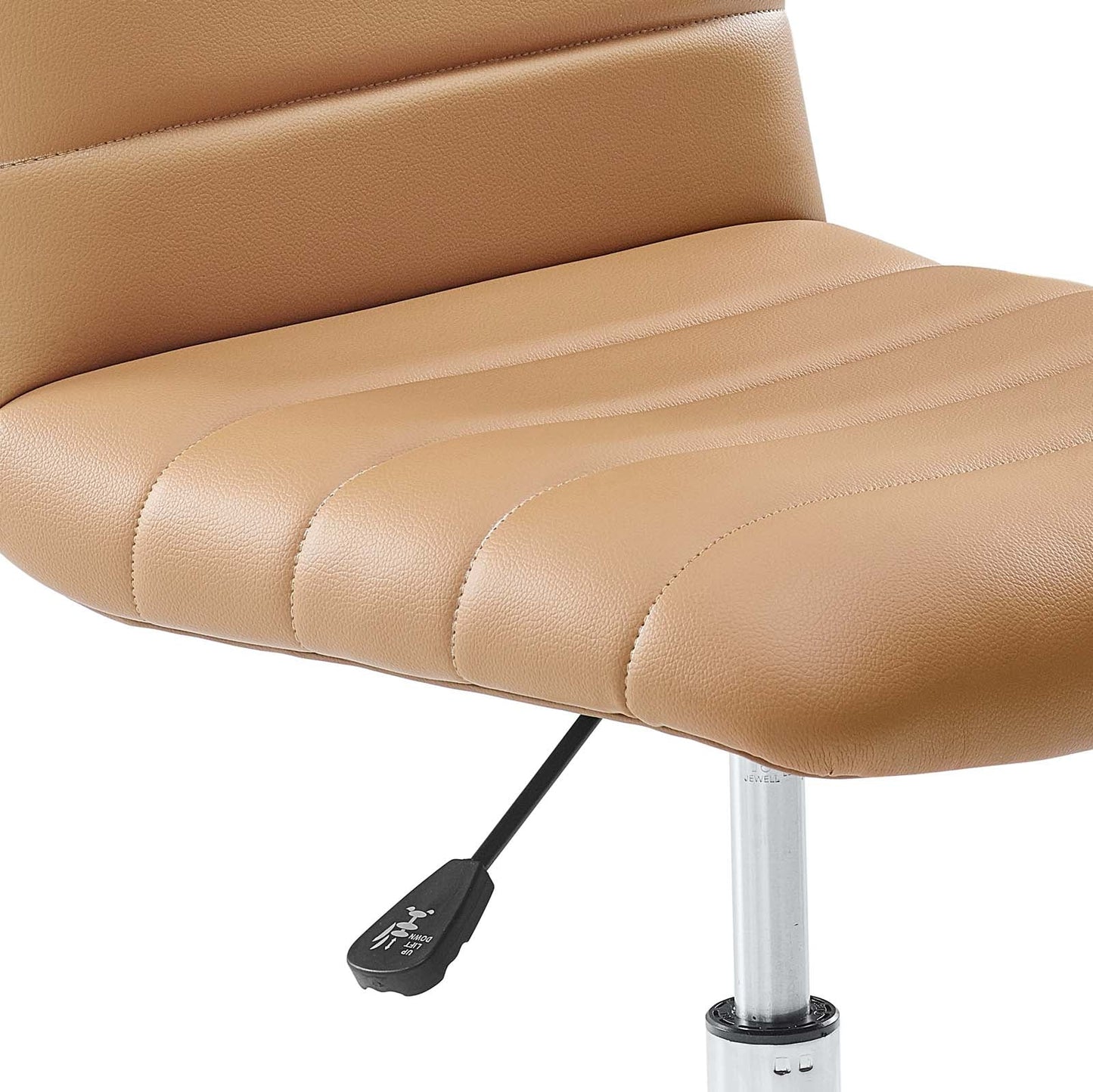 Ripple Armless Mid Back Vinyl Office Chair Tan EEI-1532-TAN