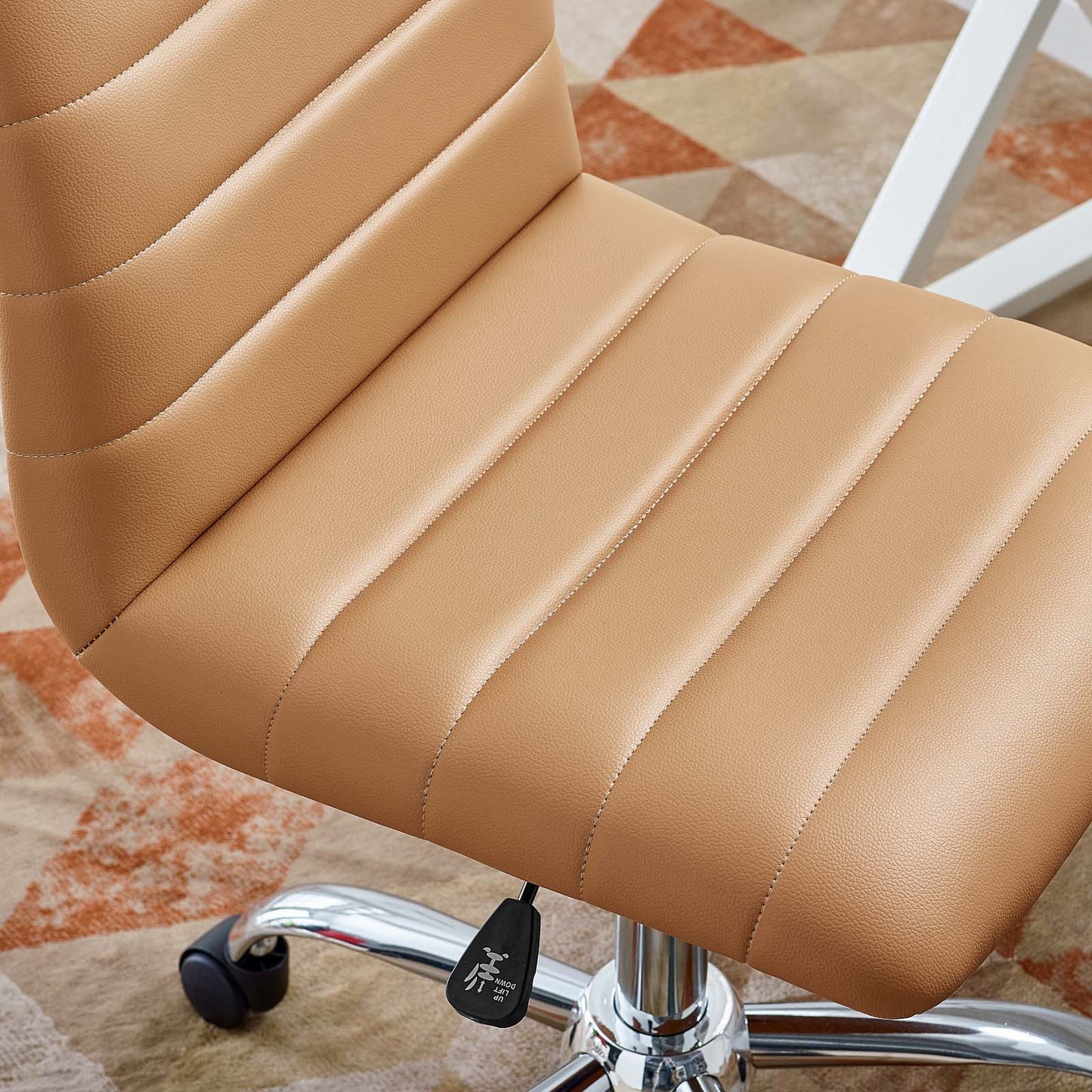 Ripple Armless Mid Back Vinyl Office Chair Tan EEI-1532-TAN