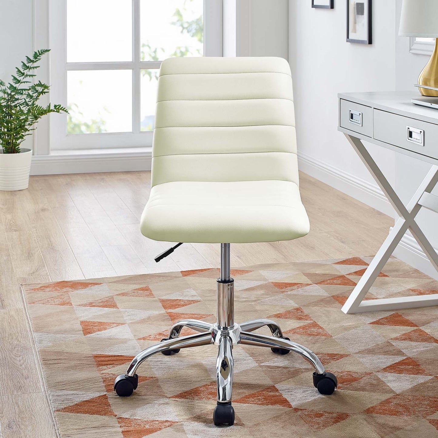 Ripple Armless Mid Back Vinyl Office Chair White EEI-1532-WHI